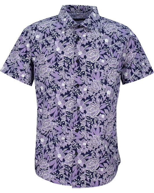 SCOTT HANDCUT FLORAL SHIRT - PURPLE