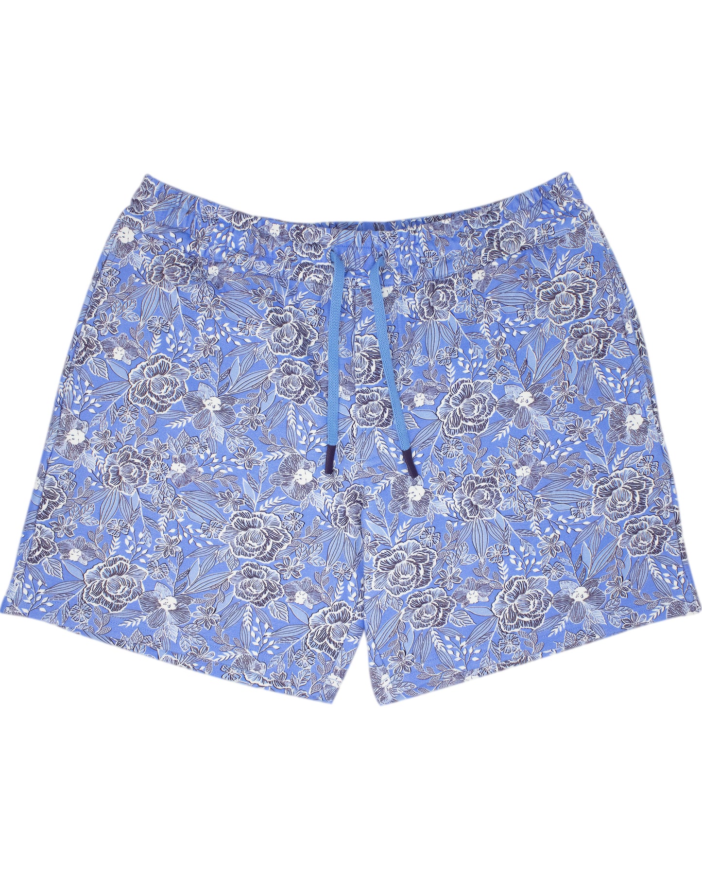 SILUS HANDCUT FLORAL INTERLOCK SHORTS - BLUE