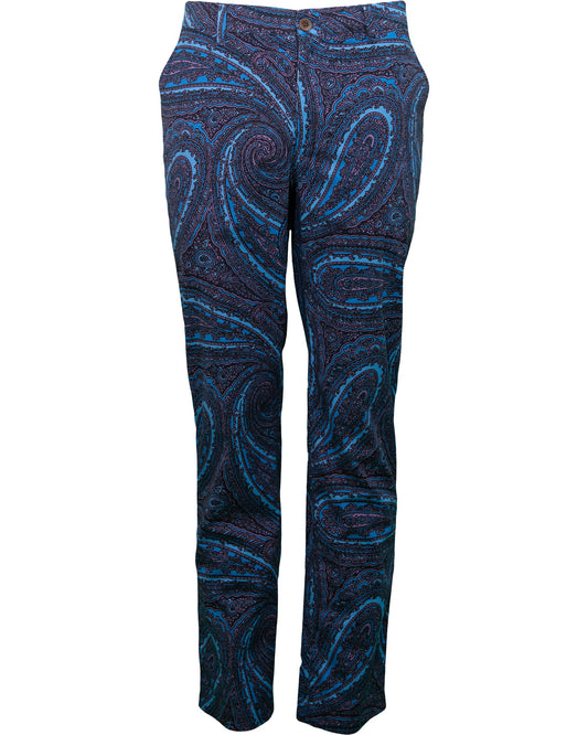 CHARLES CASERTA PAISLEY PANT - NAVY