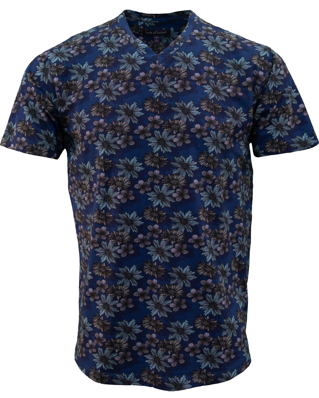 MAZE ITALIAN FLORAL V-NECK TEE - NAVY