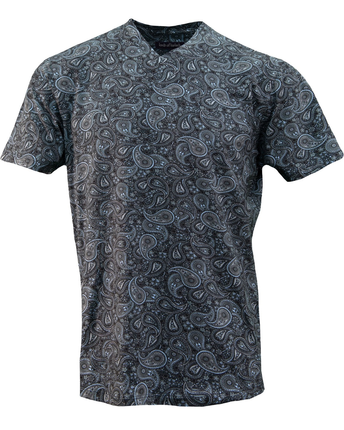 MAZE TRIBUNE PAISLEY V-NECK TEE - GREY