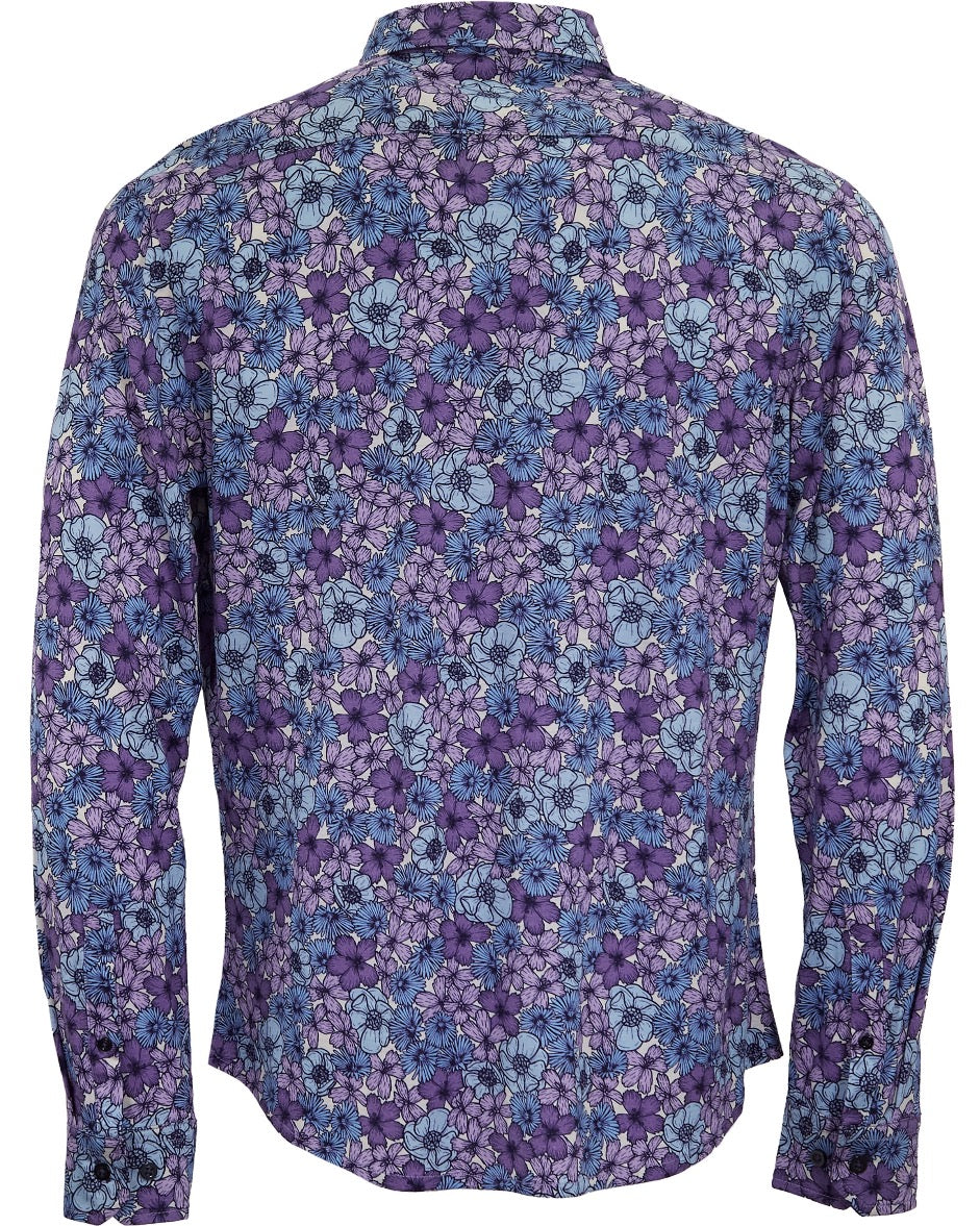 NICOLI DENSE FLORAL COTTON SHIRT - LAVENDER