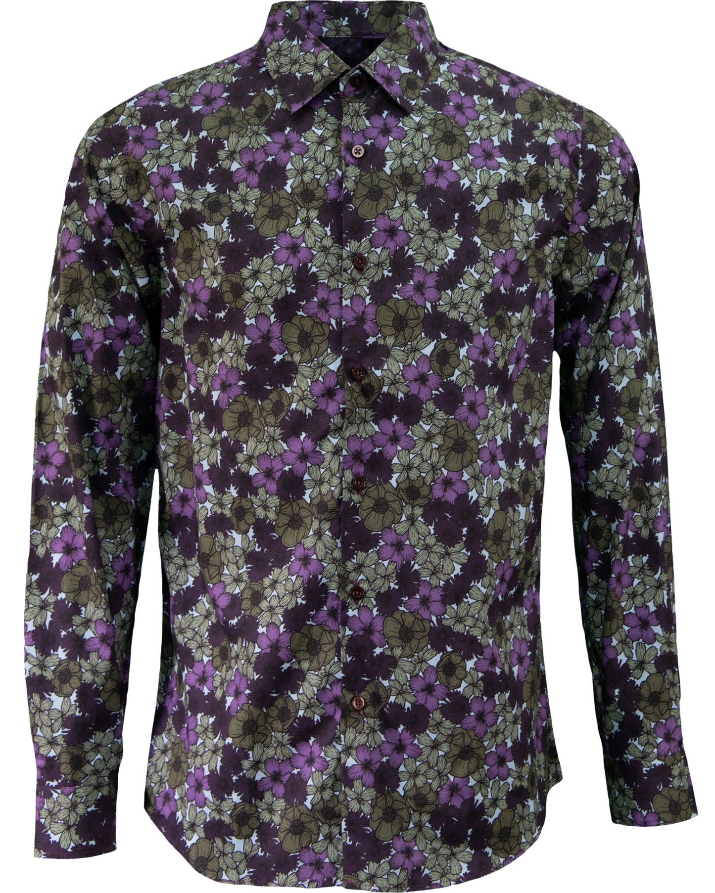 NICOLI DENSE FLORAL COTTON SHIRT - OLIVE