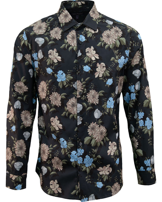 NIGEL AUGUSTUS FLORAL SHIRT - BLACK