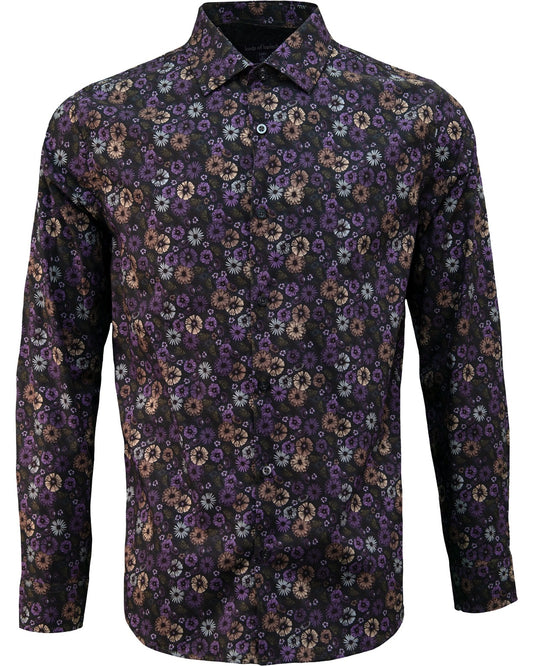 NIGEL AVALLINO FLORAL SHIRT - BLACK