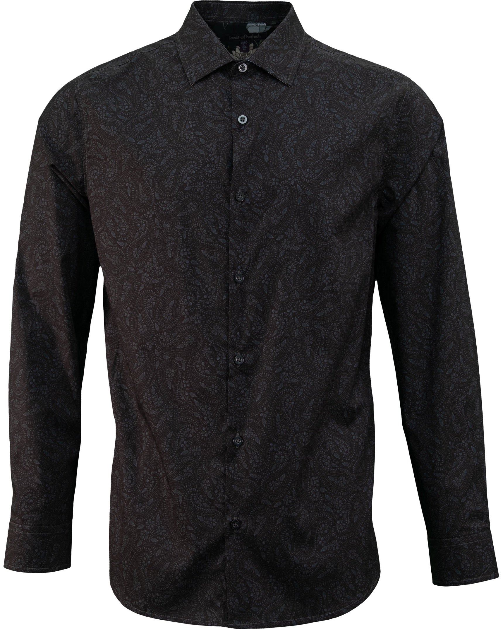 NIGEL PERUGIA PAISLEY SHIRT - BLACK Lords Of Harlech NIGEL PERUGIA PAISLEY SHIRT - BLACK Lords Of Harlech