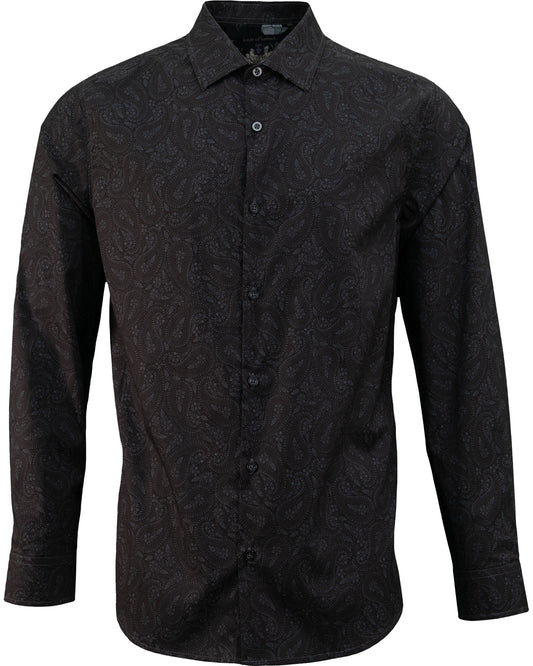 NIGEL PERUGIA PAISLEY SHIRT - BLACK