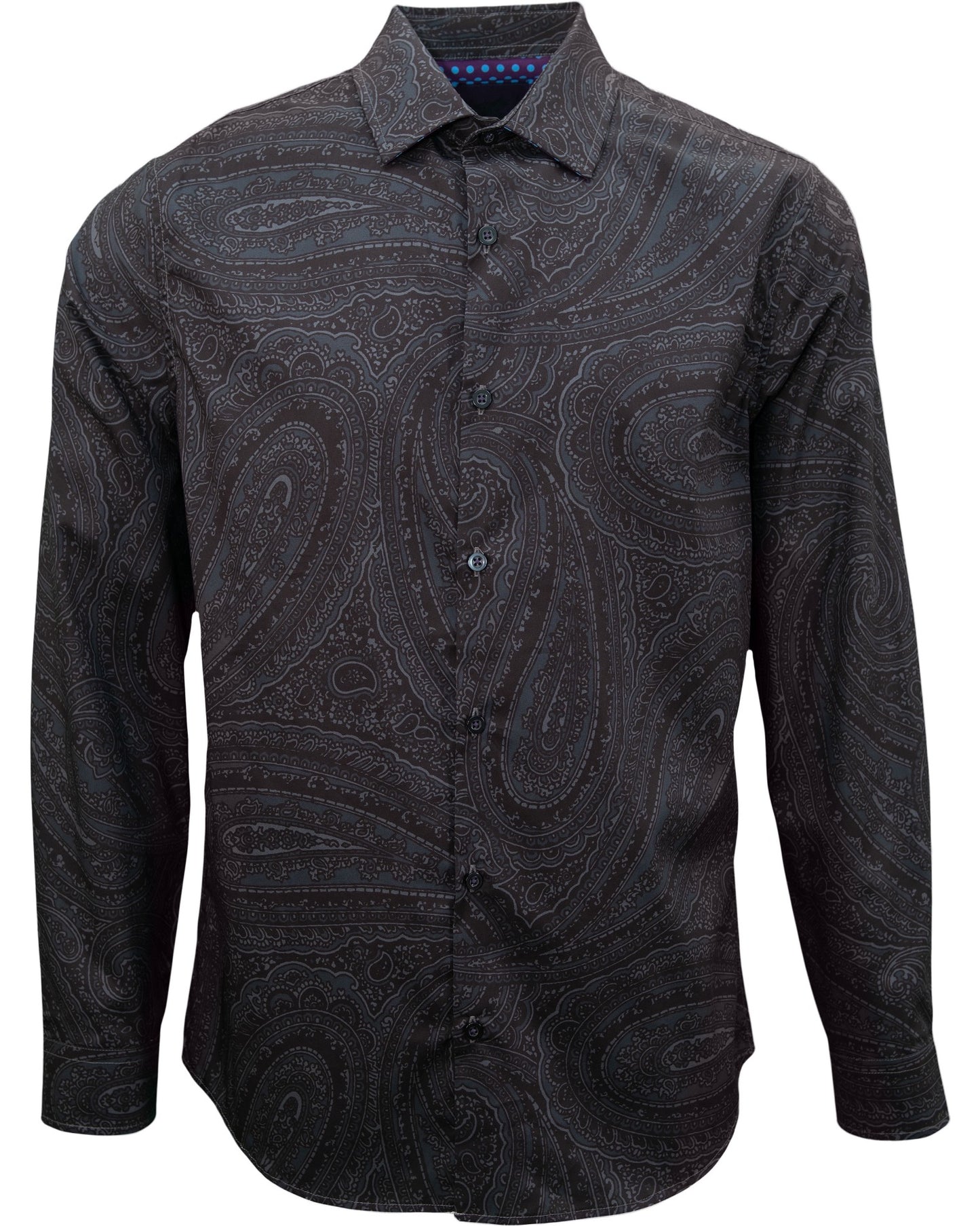 NORMAN CASERTA PAISLEY SHIRT - BLACK