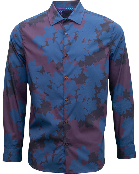 NORMAN SALERNO FLORAL SHIRT - PLUM