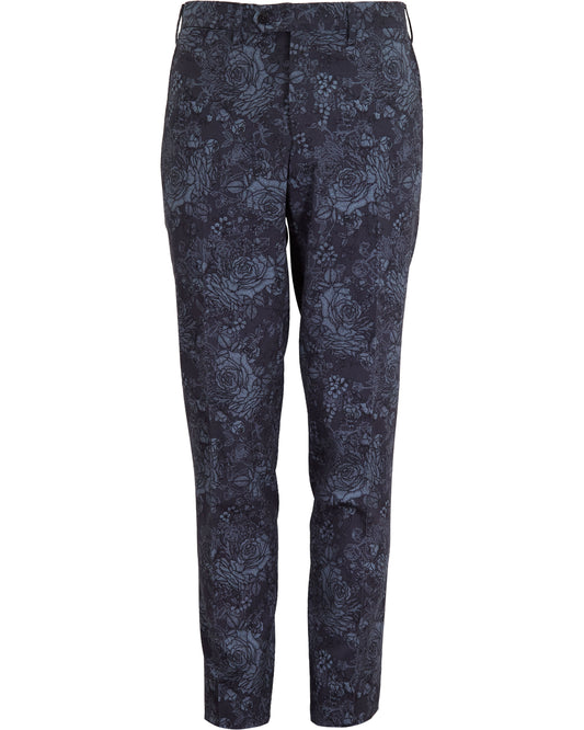 PAXTON ROMA FLORAL  TAILORED WOOL PANT - CHARCOAL