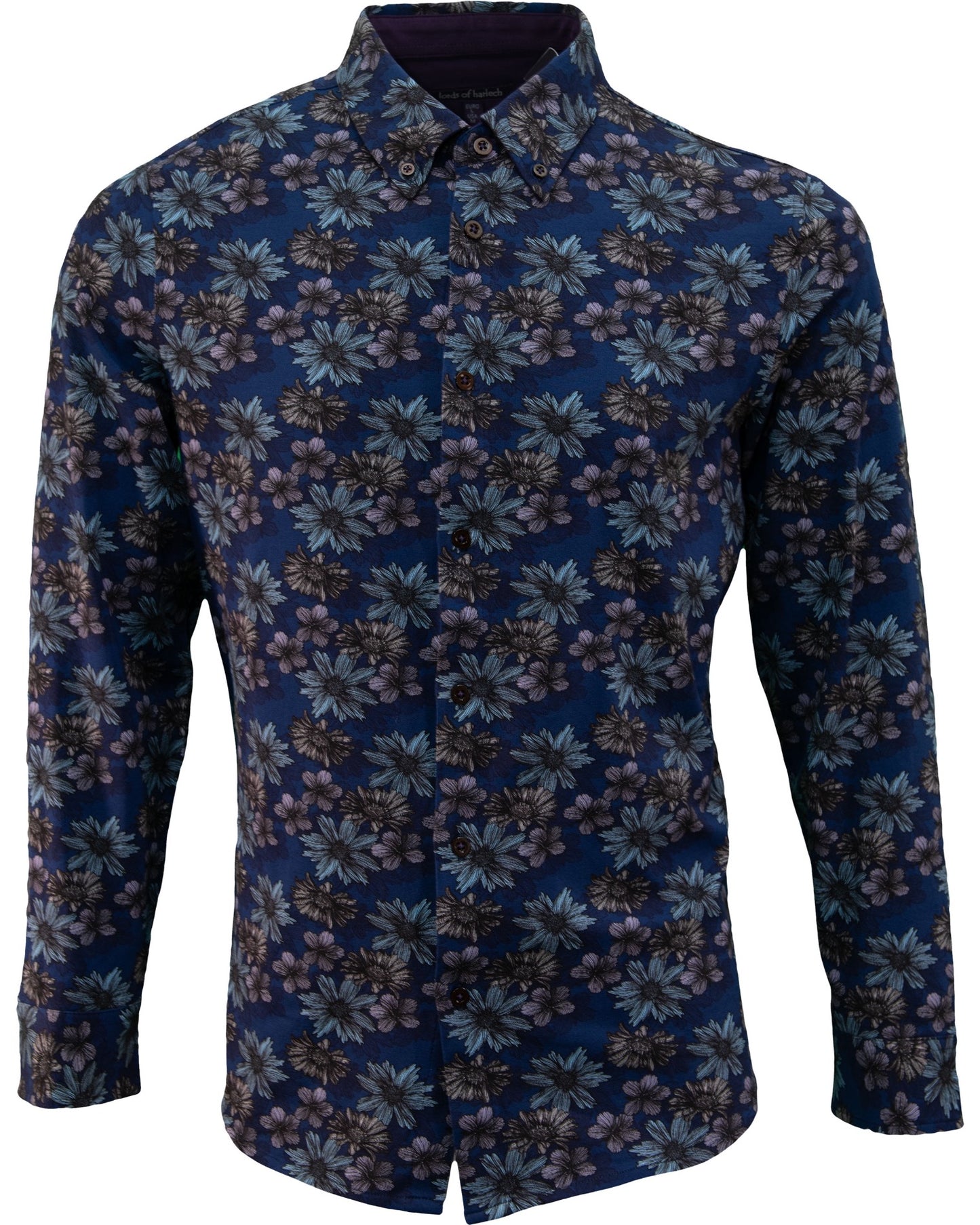 SAWYER ITALIAN FLORAL KNIT SHIRT - NAVY