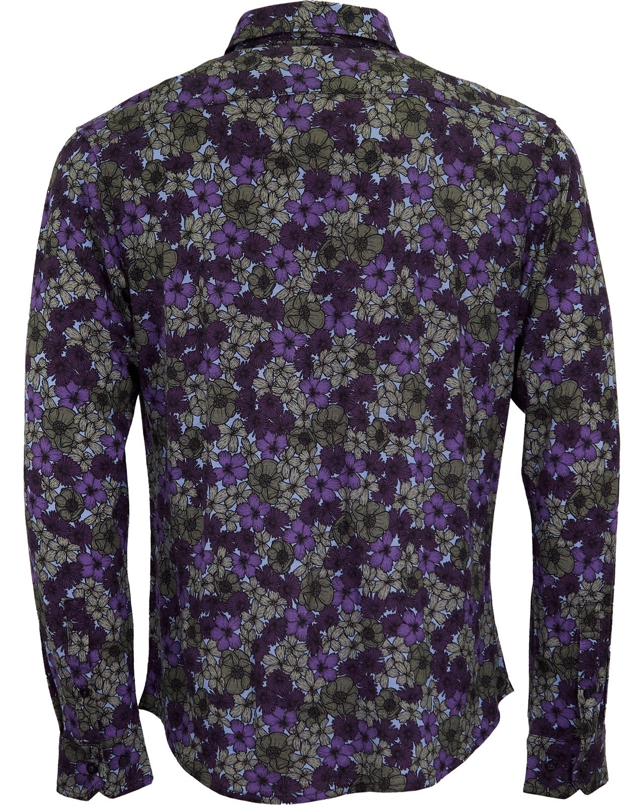 SHERLOCK DENSE FLORAL TAILORED MERINO SHIRT - OLIVE