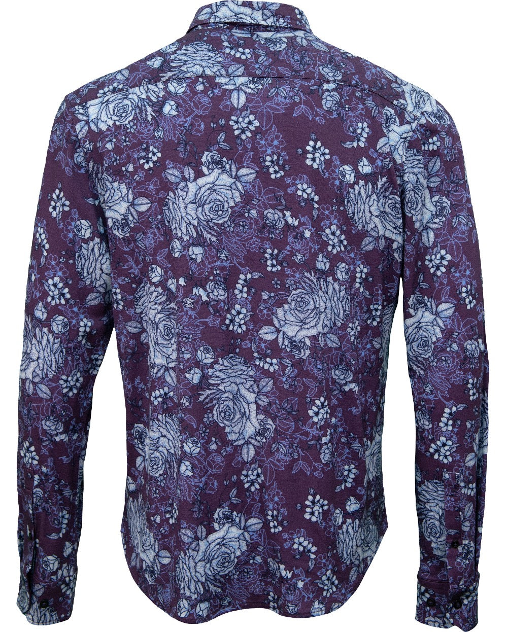 SHERLOCK ROMA FLORAL TAILORED MERINO SHIRT - PLUM