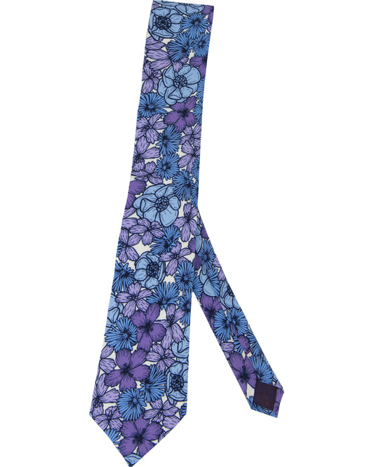 TADDEO DENSE FLORAL MERINO TIE - LAVENDER