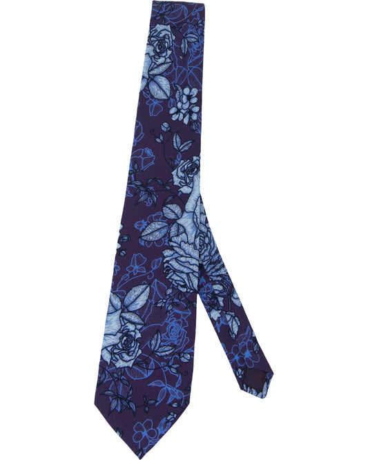 TADDEO ROMA FLORAL MERINO TIE - PLUM