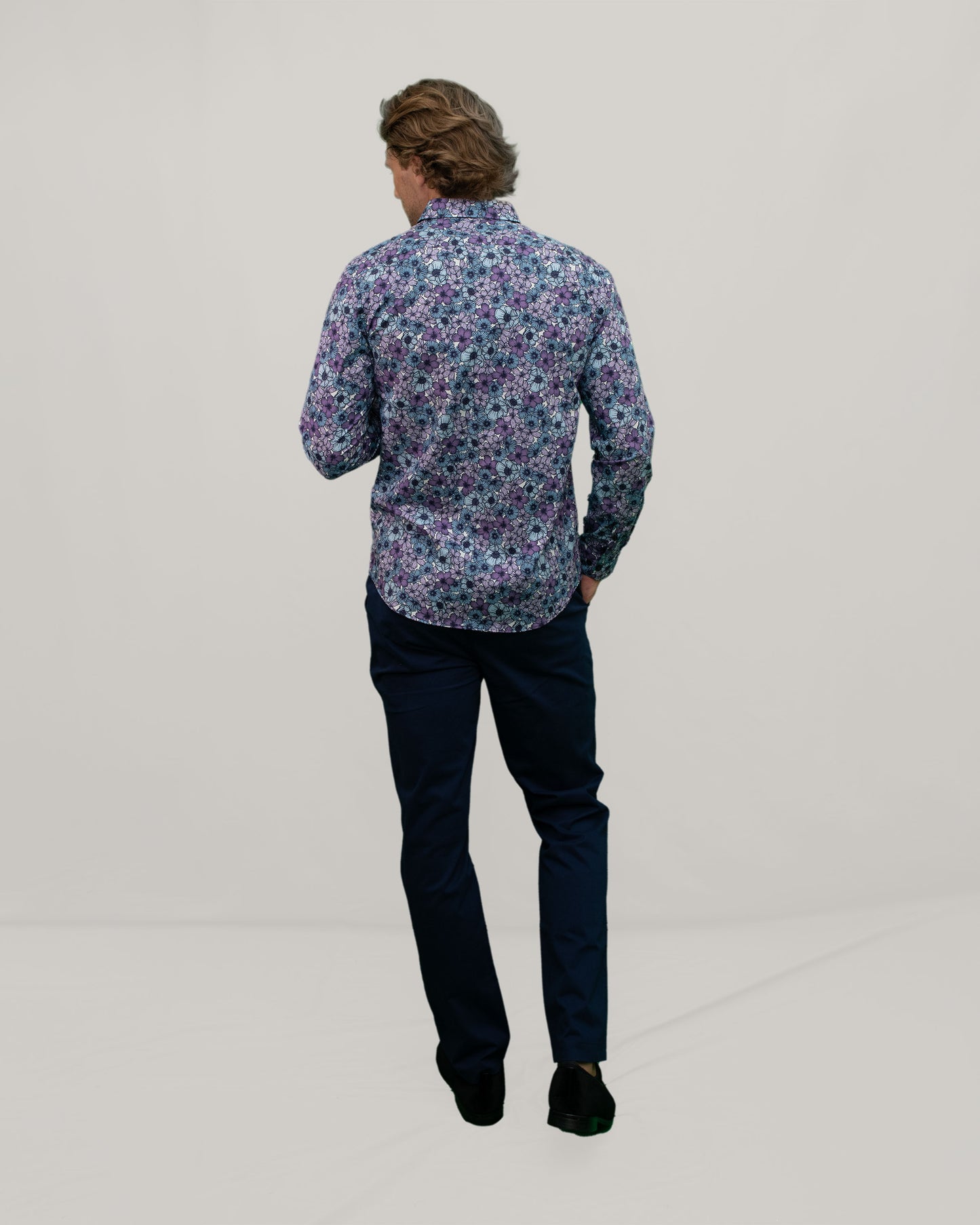 NICOLI DENSE FLORAL COTTON SHIRT - LAVENDER