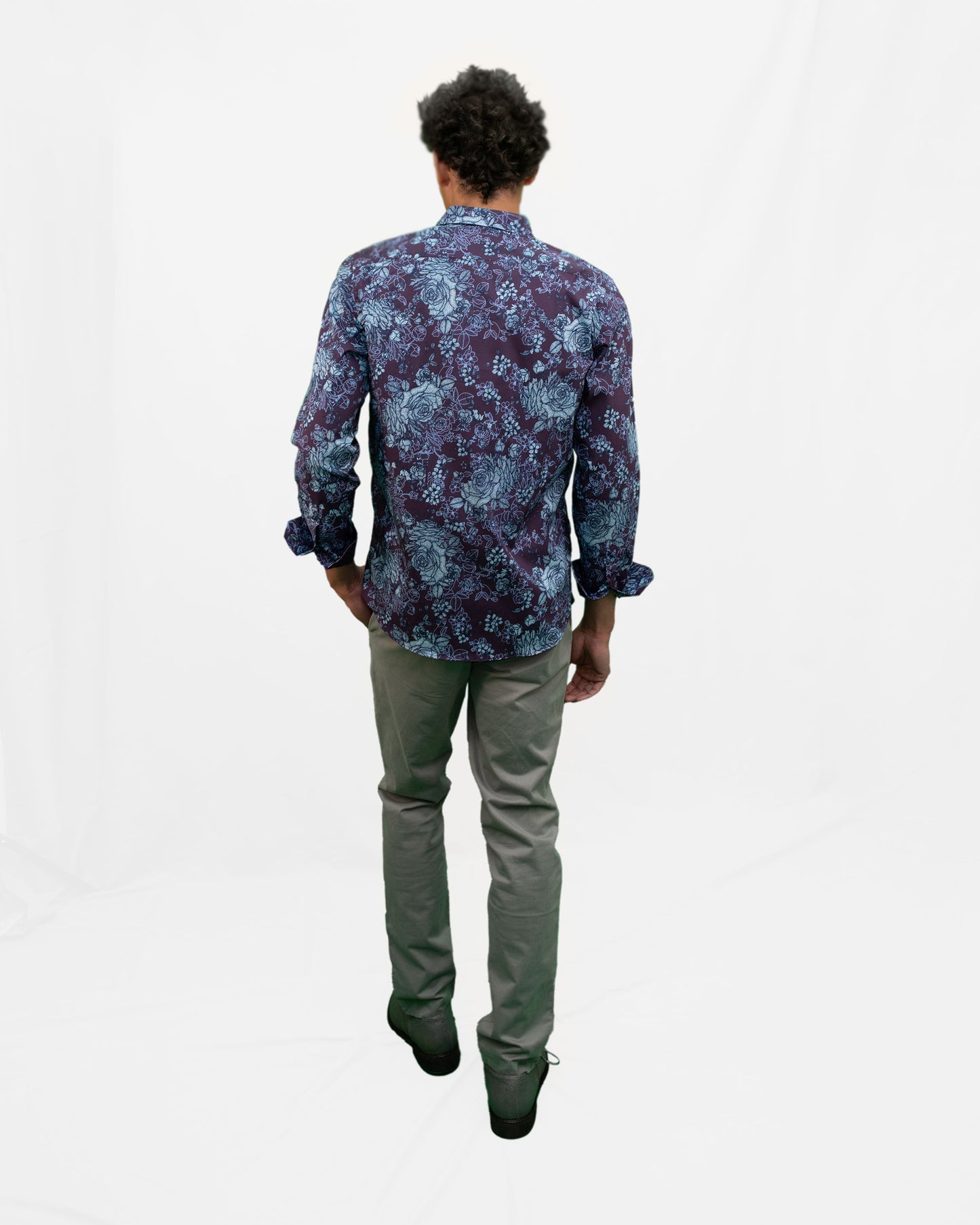 NICOLI ROMA FLORAL COTTON SHIRT - PLUM