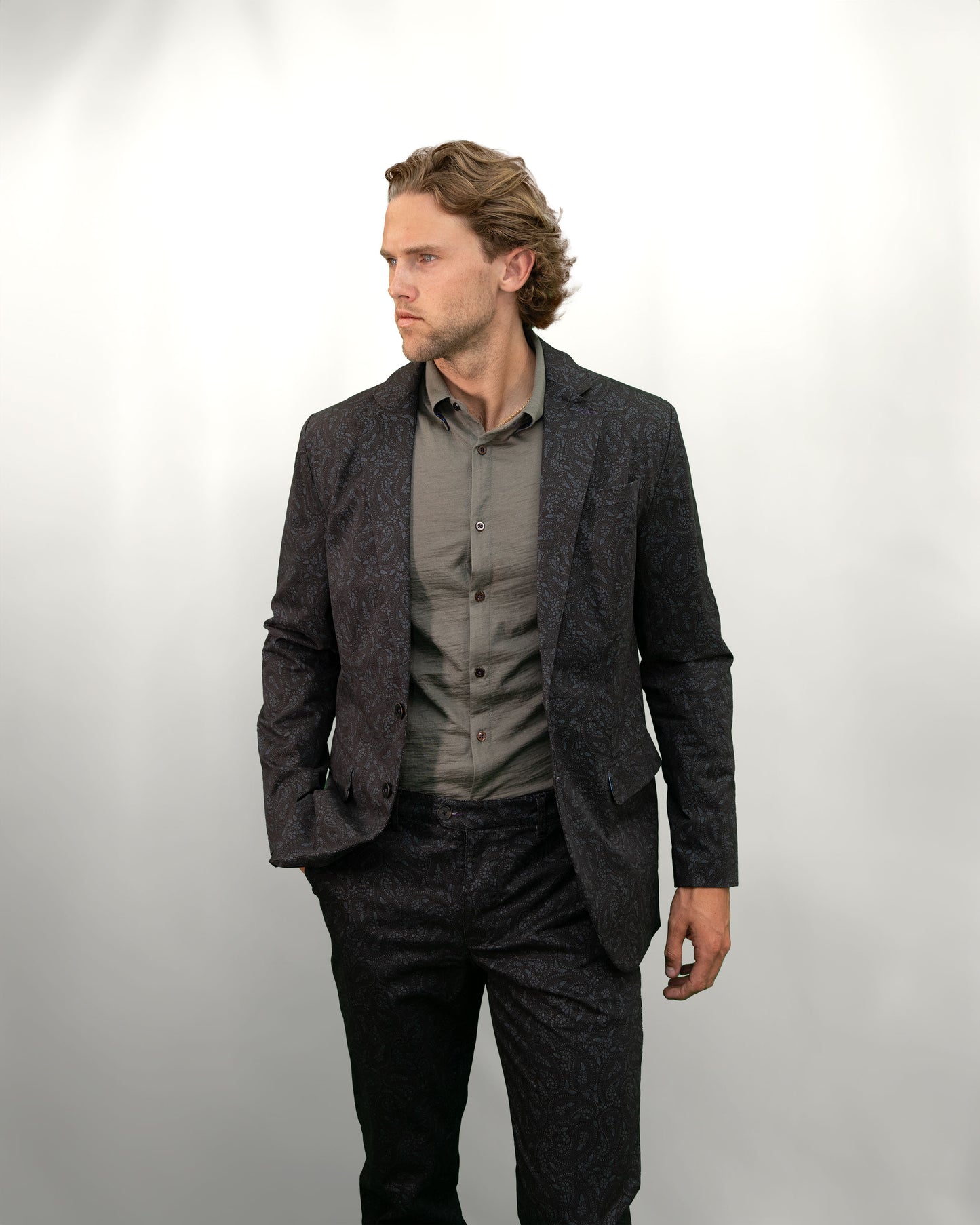 HADRIAN PERUGIA PAISLEY BLAZER - BLACK