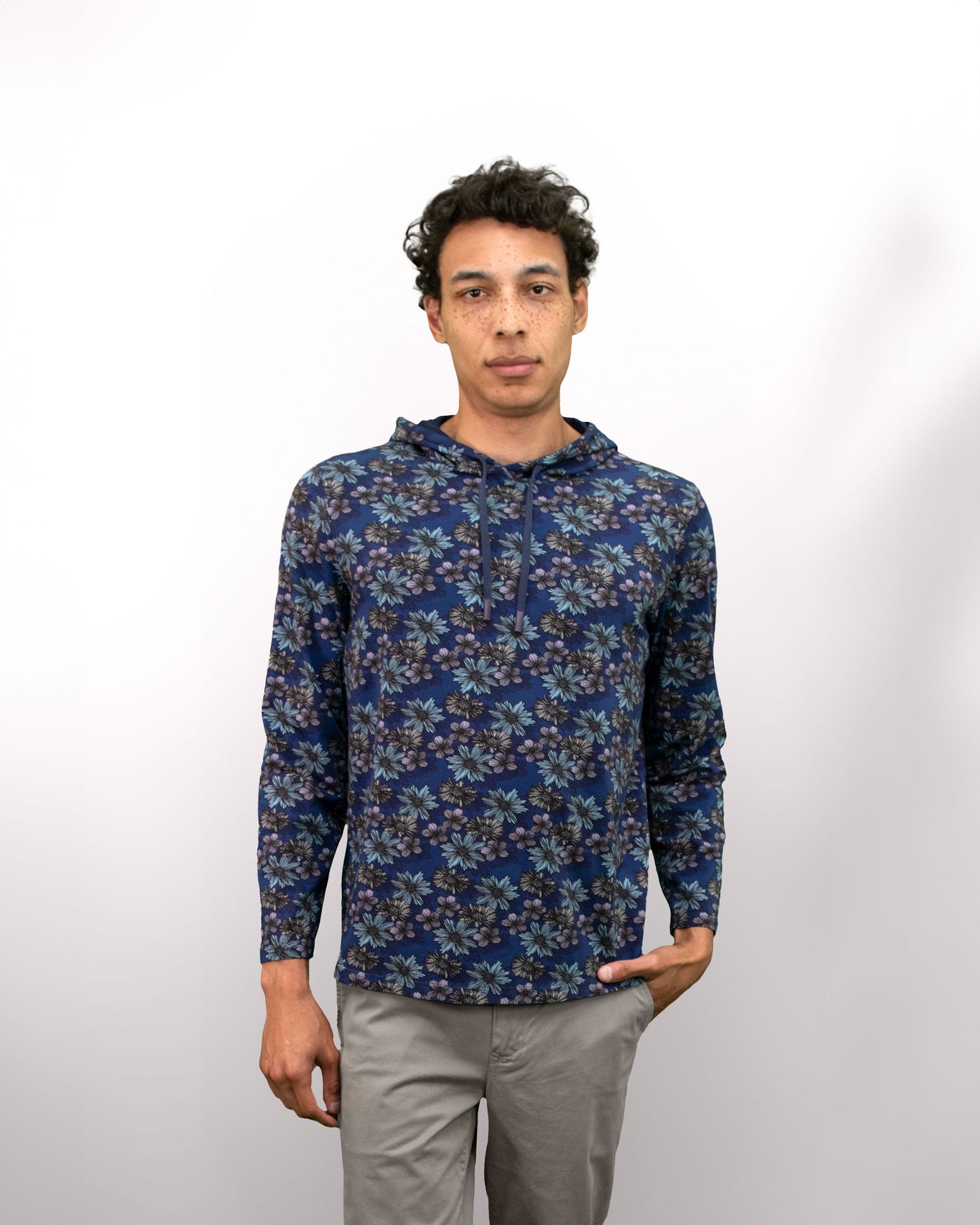 HORATIO ITALIAN FLORAL HOODIE - NAVY