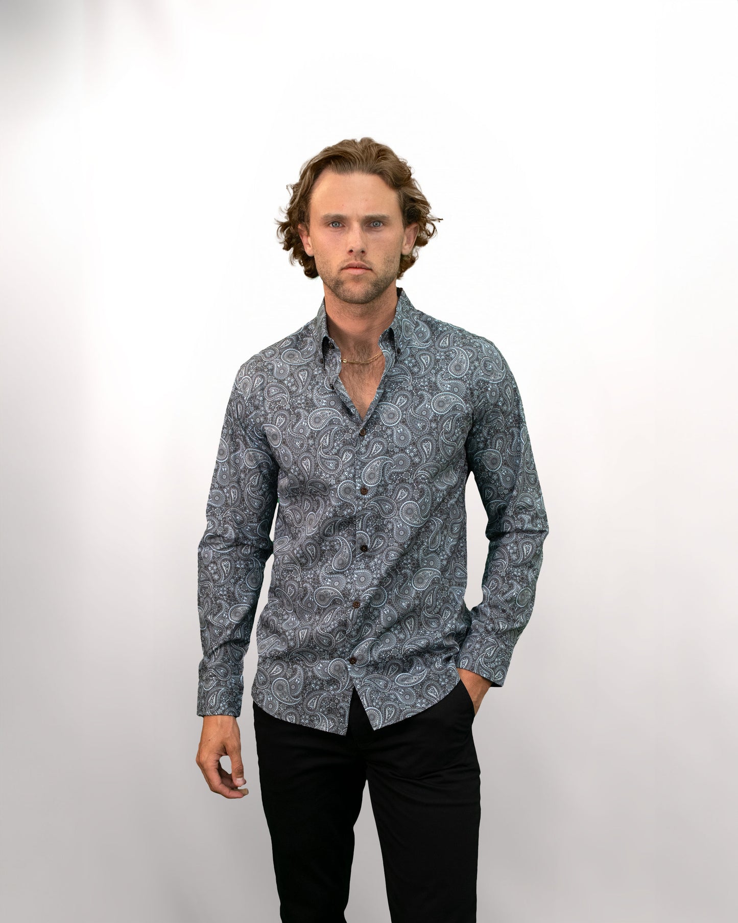 MORRIS TRIBUNE PAISLEY SHIRT - GREY