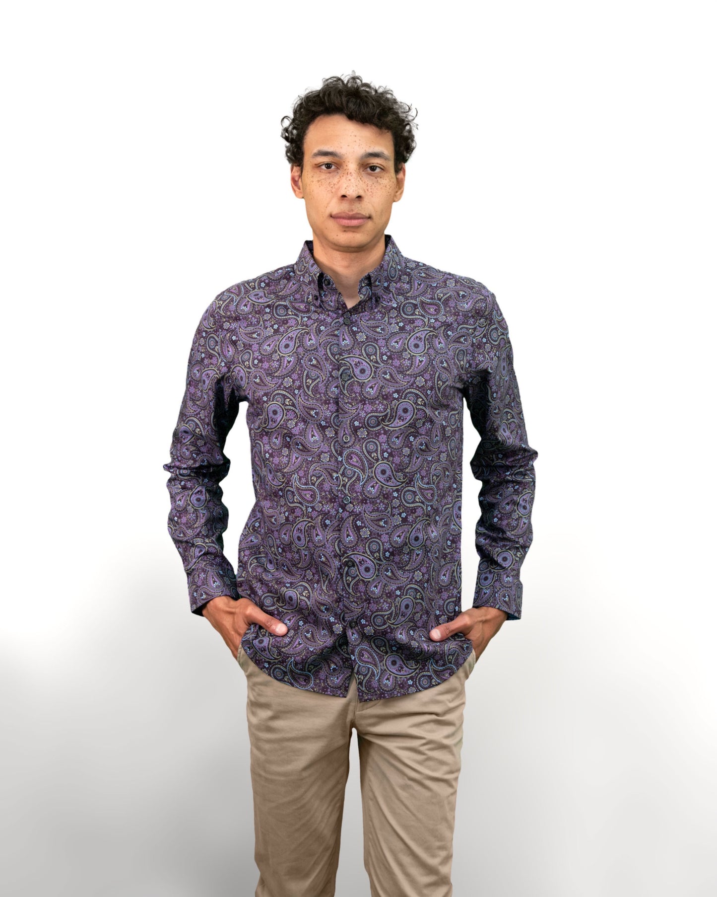 MORRIS TRIBUNE PAISLEY SHIRT - PLUM