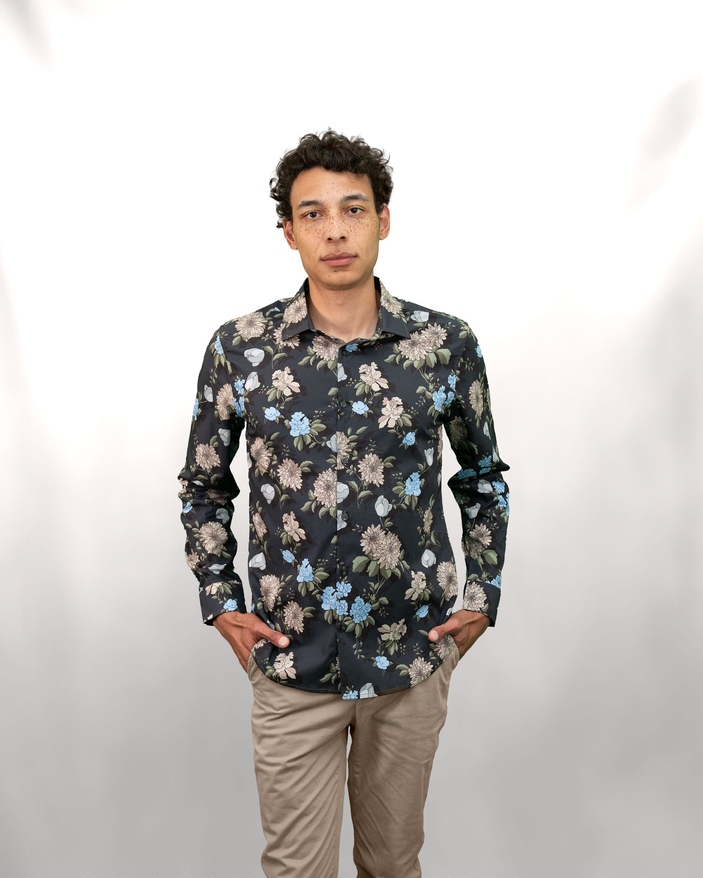 NIGEL AUGUSTUS FLORAL SHIRT - BLACK