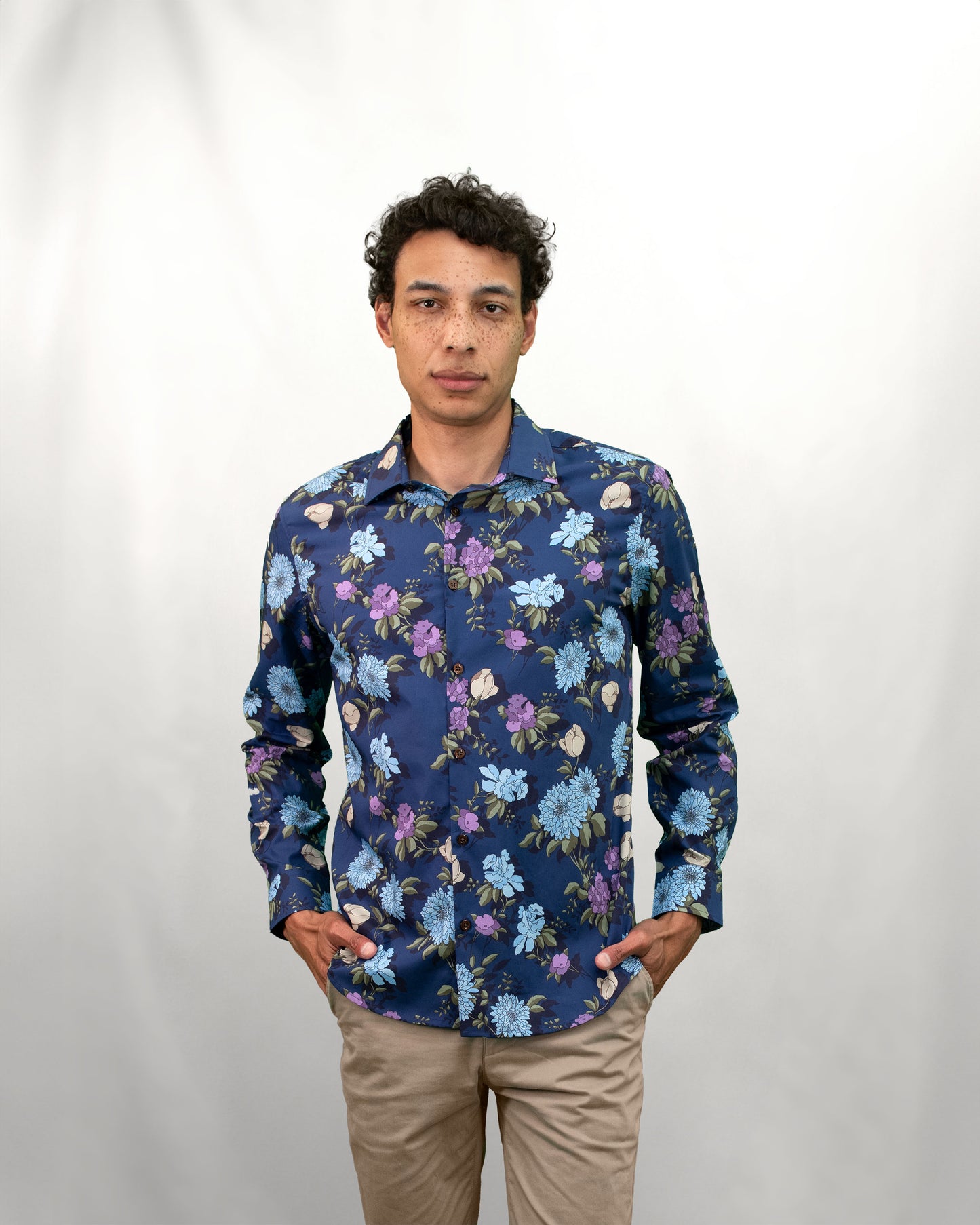 NIGEL AUGUSTUS FLORAL SHIRT - NAVY