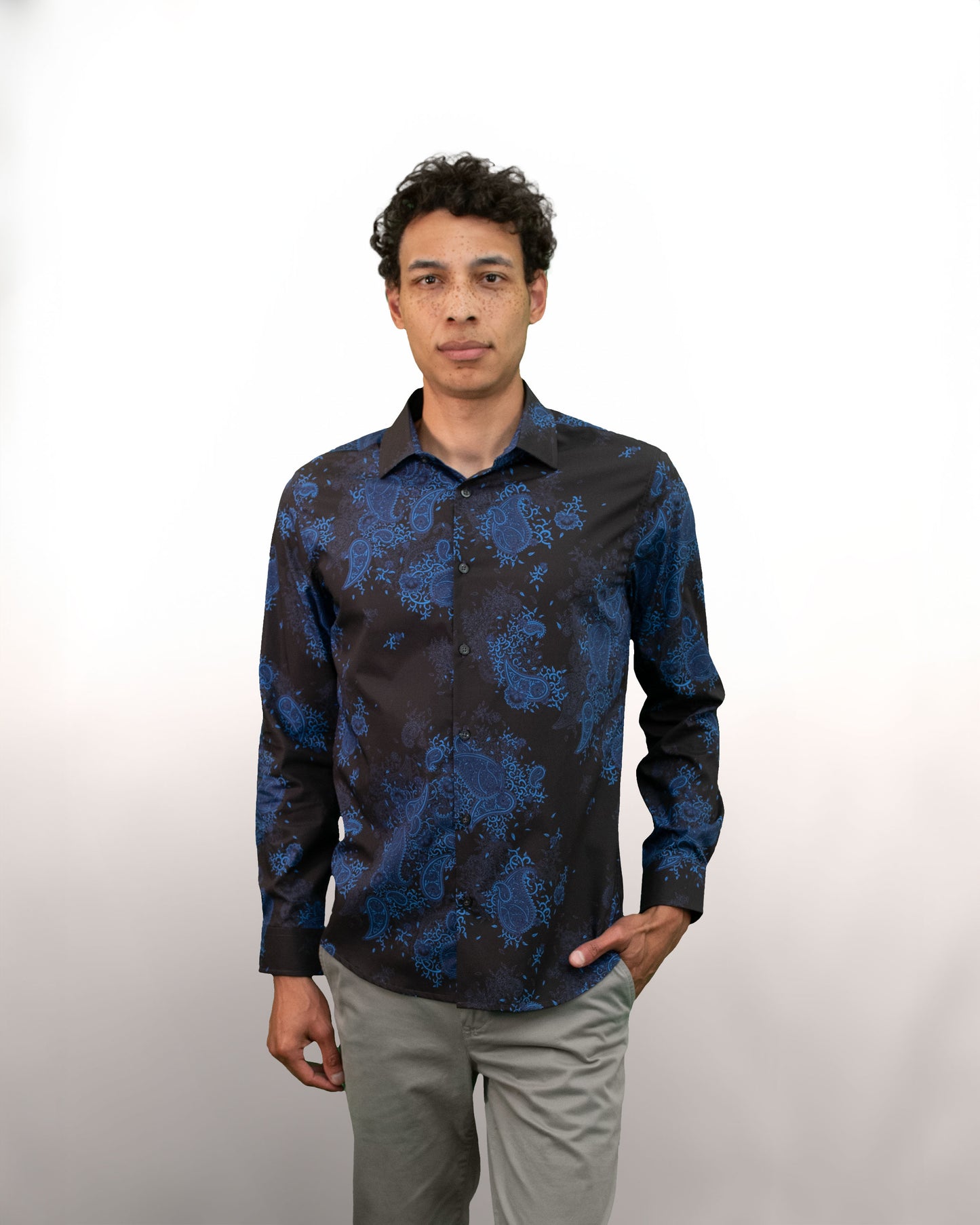 NIGEL CAMPANIA FLORAL SHIRT - BLACK