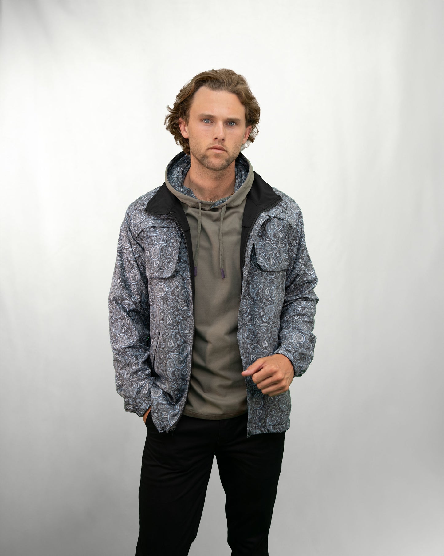 PASCAL TRIBUNE PAISLEY REVERSIBLE PERFORMANCE JACKET - GREY