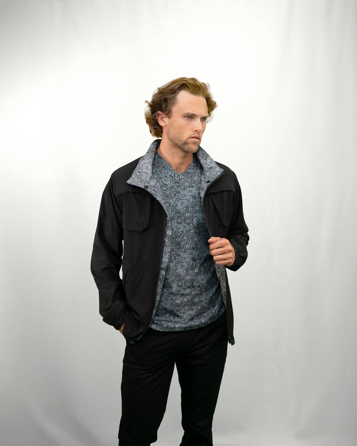 PASCAL TRIBUNE PAISLEY REVERSIBLE PERFORMANCE JACKET - GREY