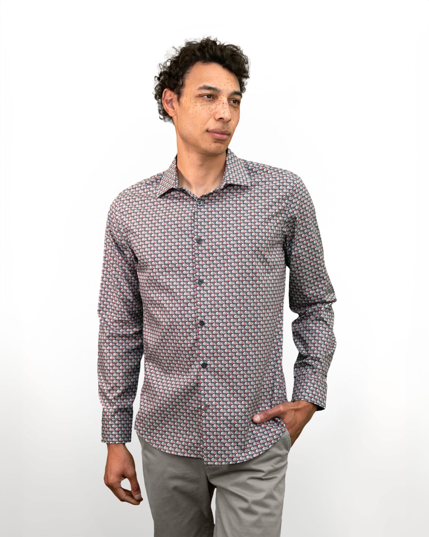 NORMAN TILE SHIRT - ROUGE