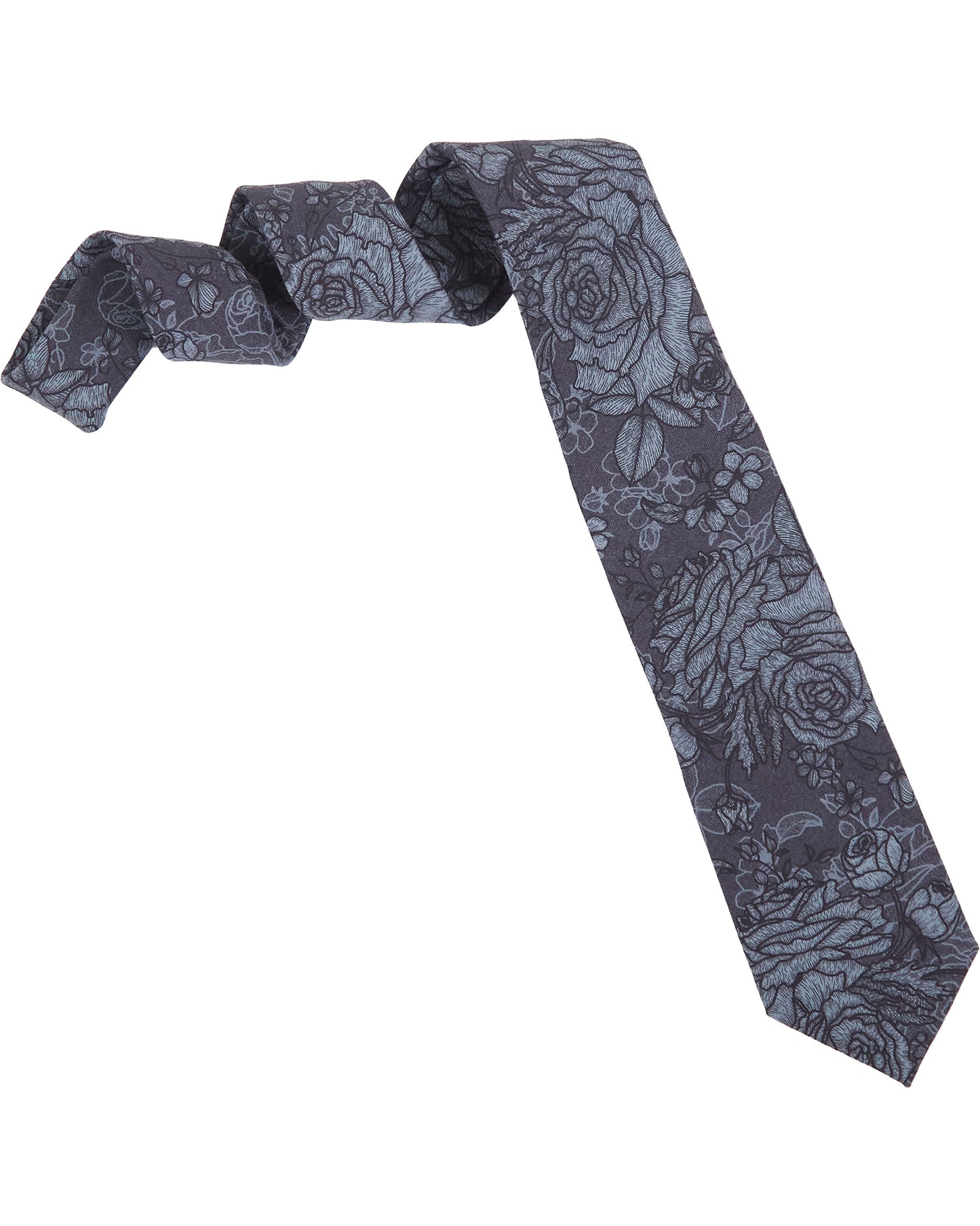 TADDEO ROMA FLORAL MERINO TIE - CHARCOAL