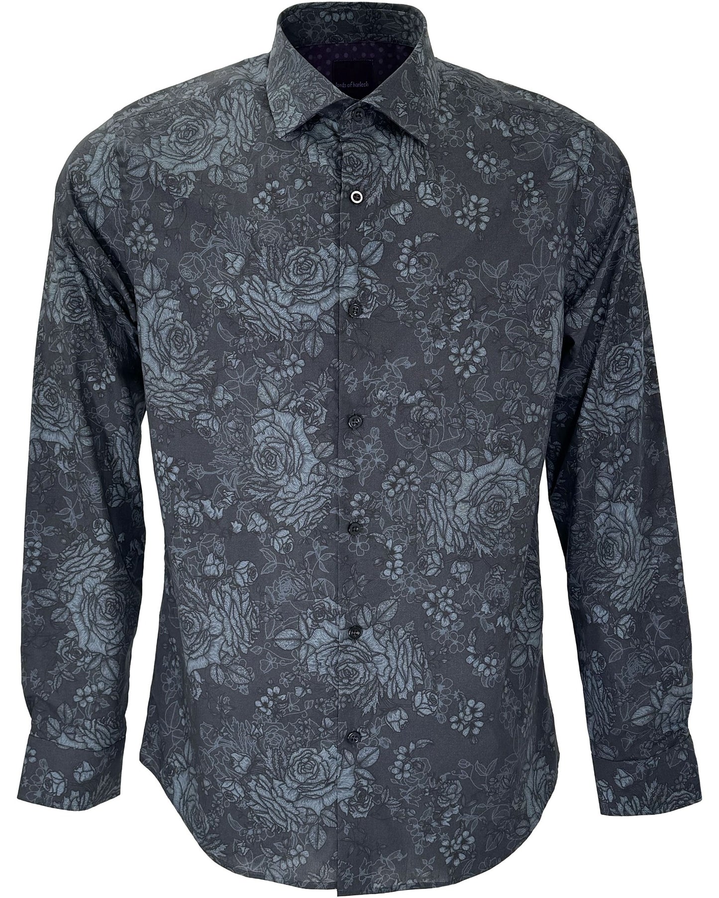 NICOLI ROMA FLORAL COTTON SHIRT - CHARCOAL