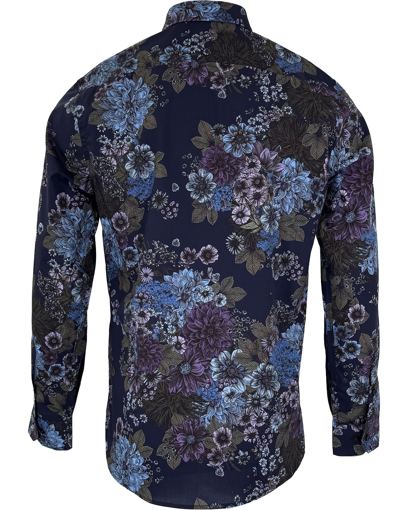 NICOLI MARCO FLORAL COTTON SHIRT - NAVY