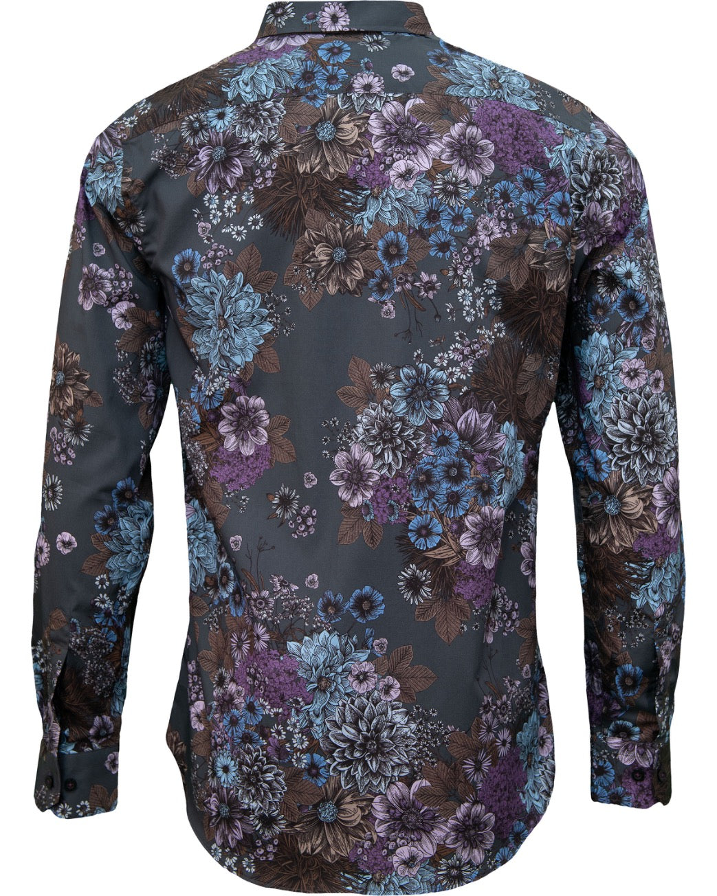 NICOLI MARCO FLORAL COTTON SHIRT - CHARCOAL