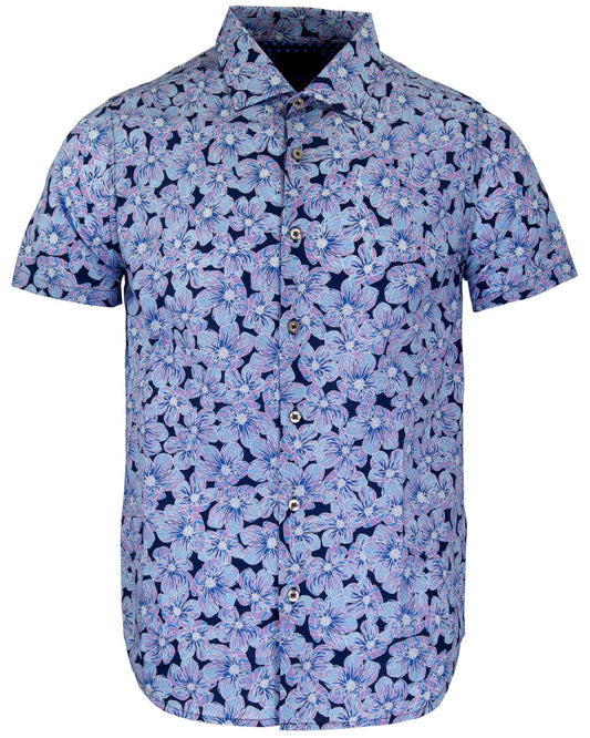 GEORGE ALL OVER FLOWERS SHIRT - BLUE