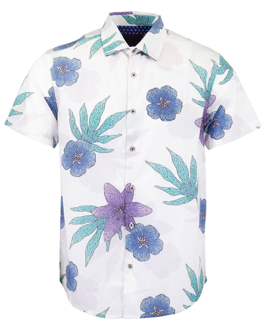 GEORGE FLORAL MEMORY SHIRT - WHITE