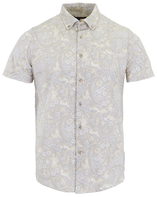 TODD PAISLEY ROMANCE KNIT SHIRT -  IVORY