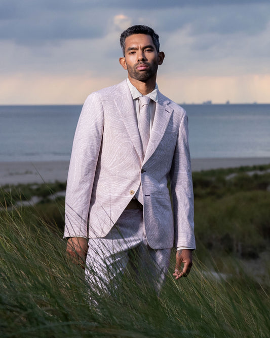JUDD FULLY LINED WILD PAISLEY OXFORD TAILORED WOOL BLAZER - IVORY