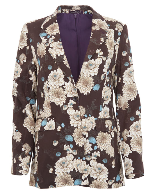 JANE SERIOUS FLORAL TAILORED JACKET - BLACK