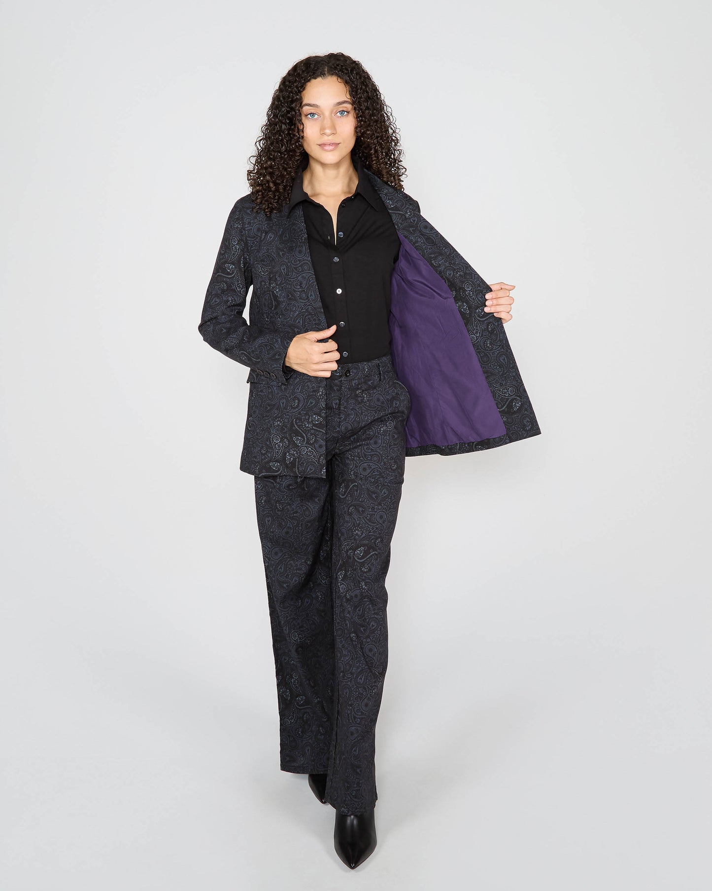 JANE MONTGAT PAISLEY TAILORED JACKET - BLACK