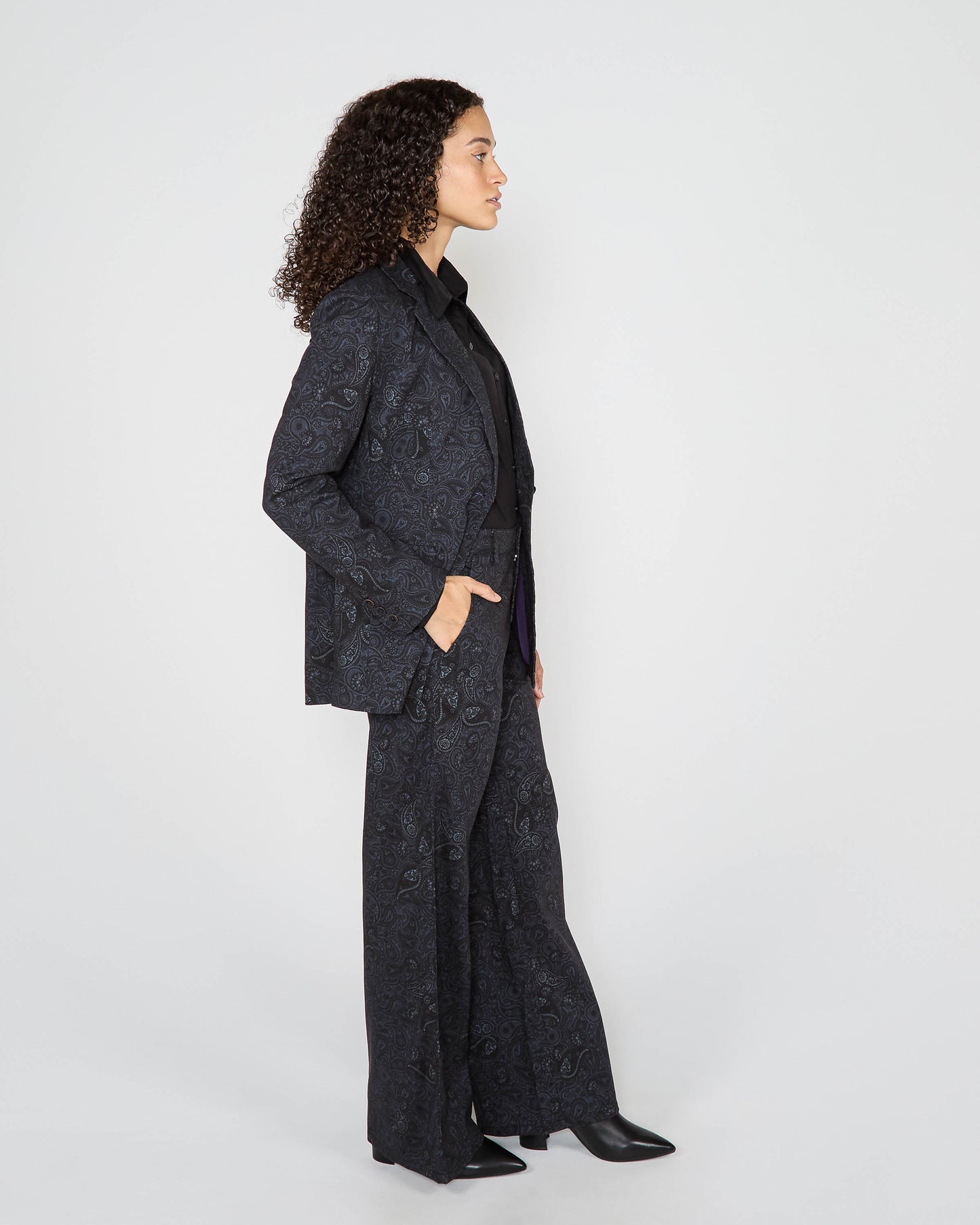 JANE MONTGAT PAISLEY TAILORED JACKET - BLACK