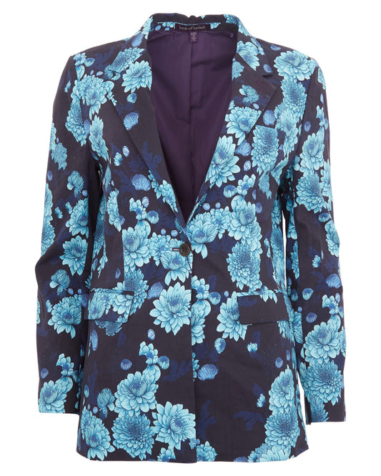 JANE SERIOUS FLORAL TAILORED JACKET - NAVY