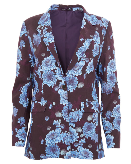 JANE SERIOUS FLORAL TAILORED JACKET - PLUM