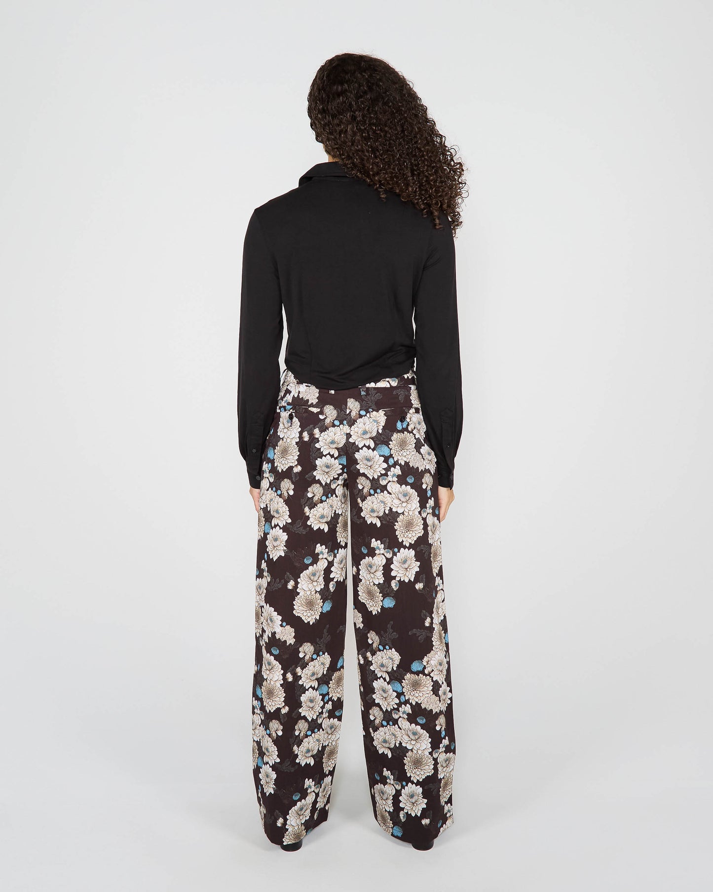 PHILLIS SERIOUS FLORAL TAILORED PANT - BLACK