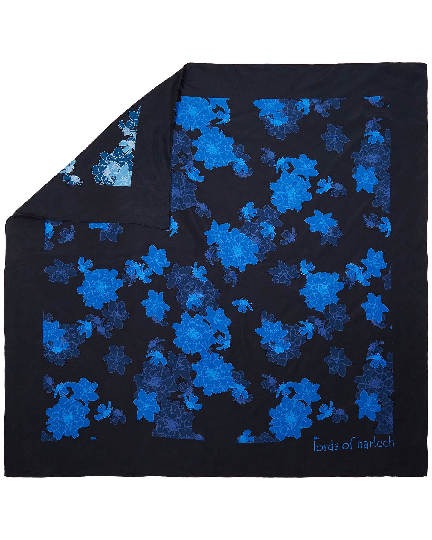 SOFIA SILK SCARF - SOFTBLOOM NAVY