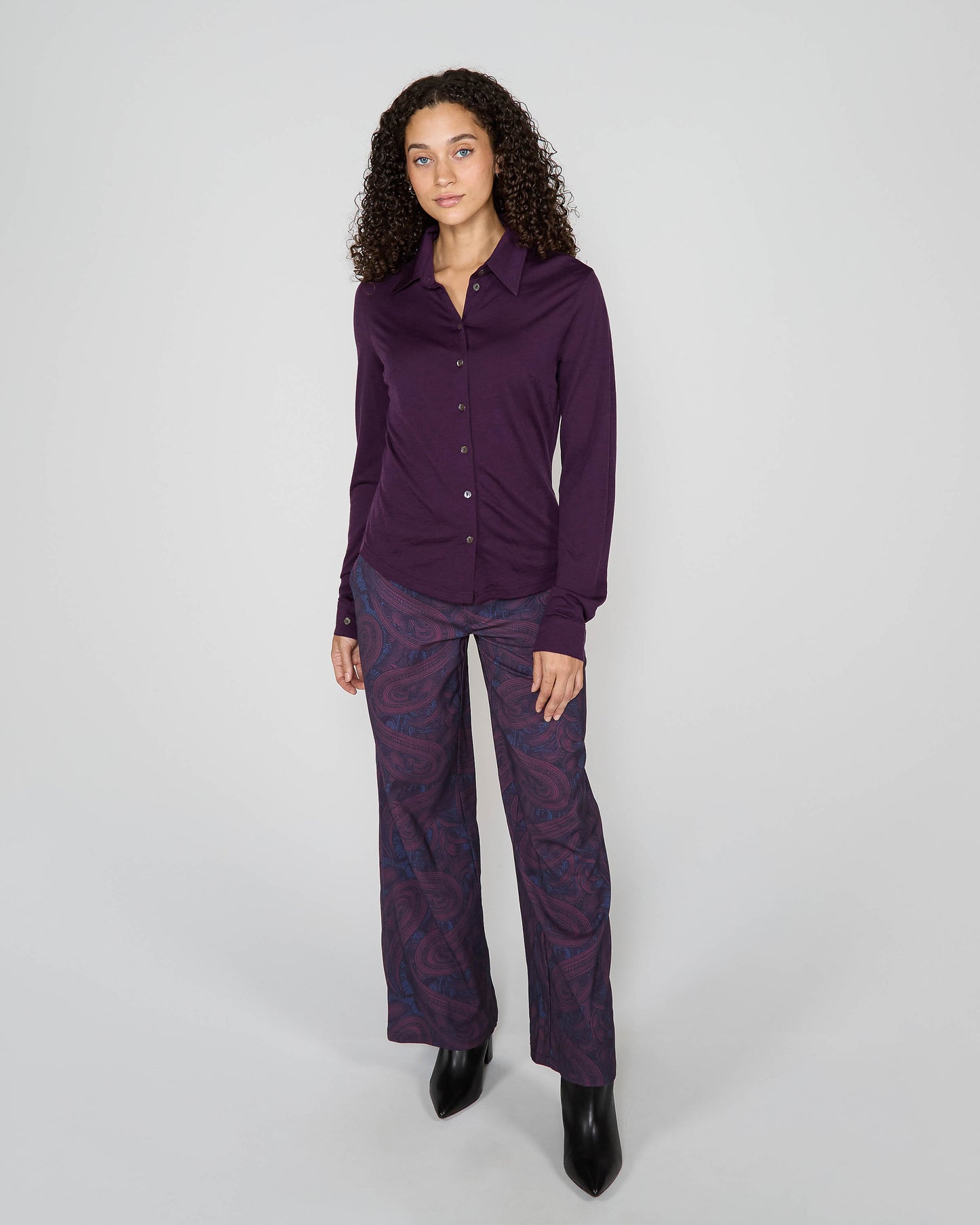 SCARLET MERINO SHIRT - PLUM