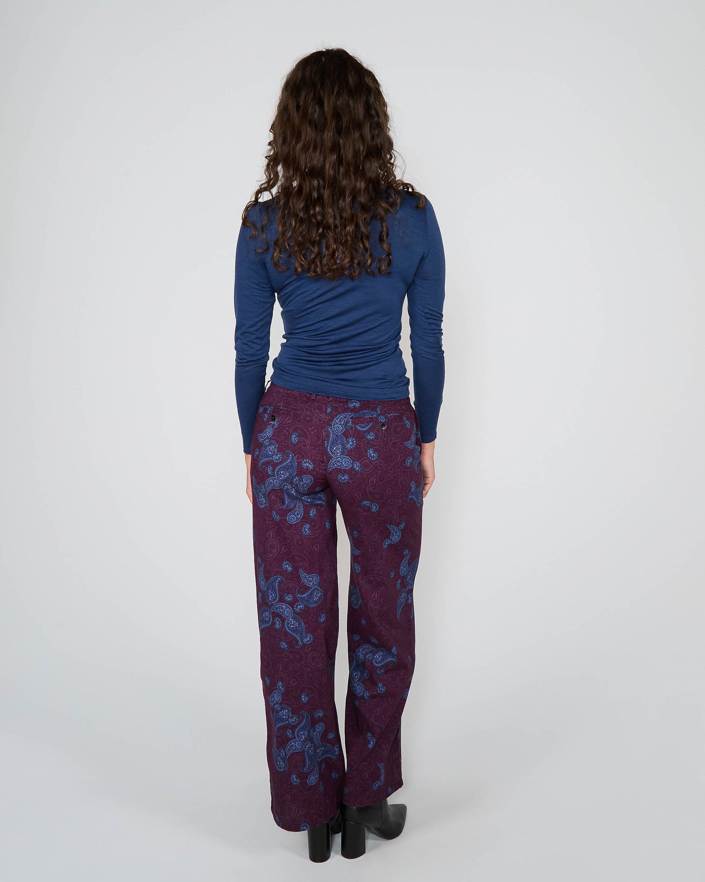 CARLY MERINO LONG SLEEVE CREWNECK SHIRT - NAVY