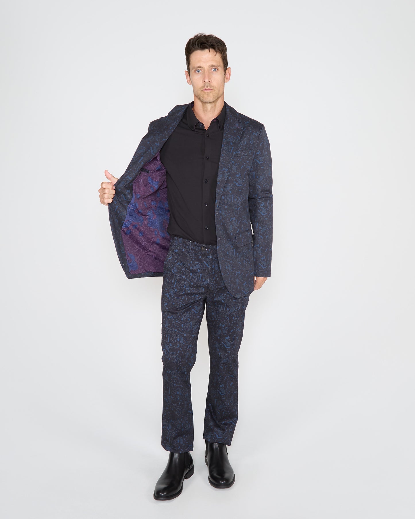 HADRIAN MADRID PAISLEY BLAZER - NAVY