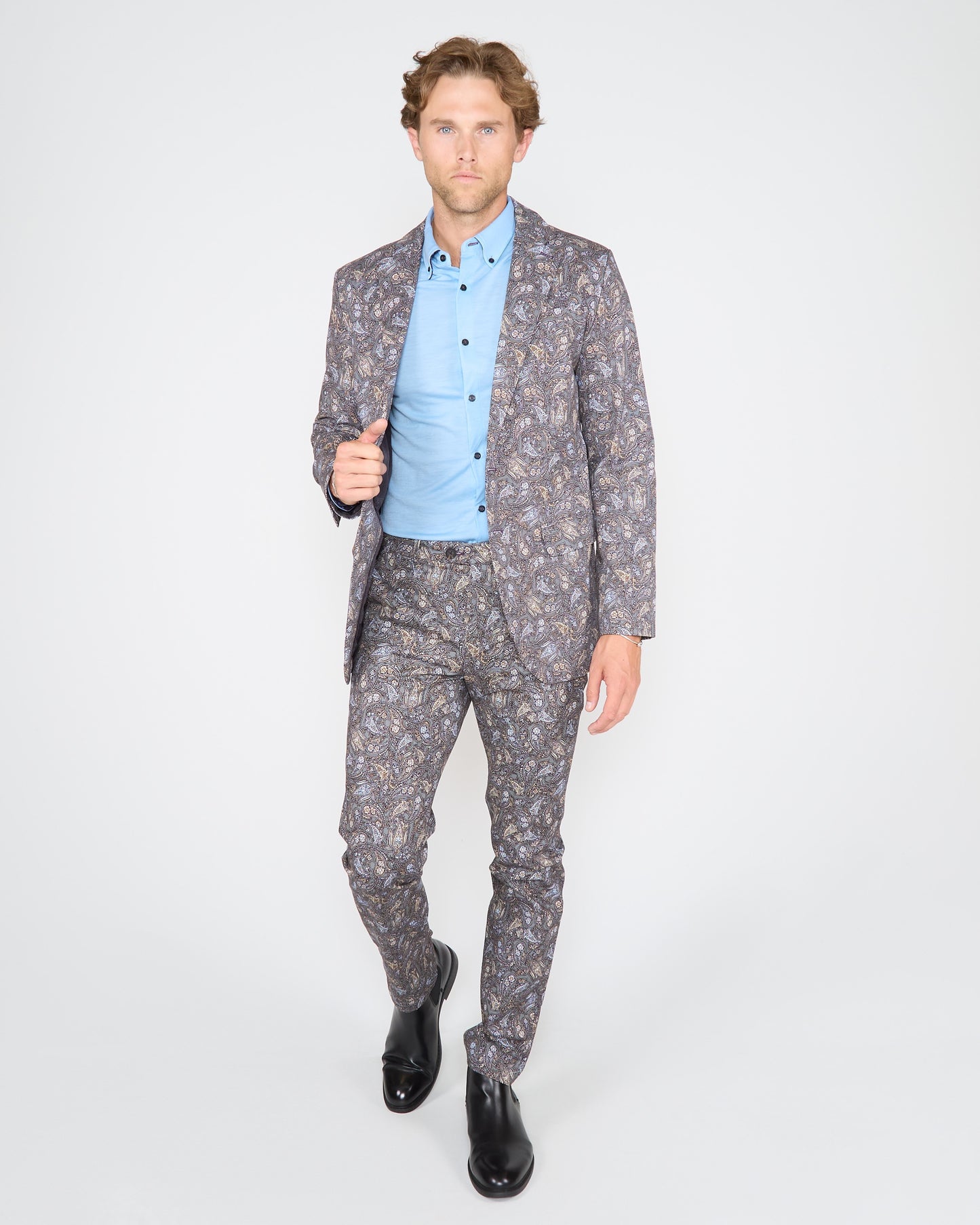 HADRIAN MADRID PAISLEY BLAZER - SMOKE